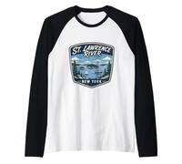 St Lawrence River Scenic New York Nature Raglan Baseball Tee