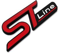 ST Line Emblem Metal Car Front Grille Decoration, Easy Installation, comes with screws and sticky decal, Compatible with Most Cars in black and red