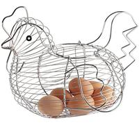 St@llion Chrome A Plated Chicken Shaped Wire Egg Storage Basket Holder Rack, Table Top Snacks Organizer Kitchen Gadget- Store 24 Eggs