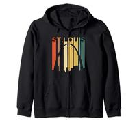 St Louis Missouri Gateway Arch Retro Mississippi River Lou Zip Hoodie