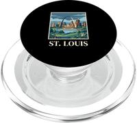 St Louis Missouri Retro Vintage Arch Skyline River Cityscape PopSockets PopGrip for MagSafe
