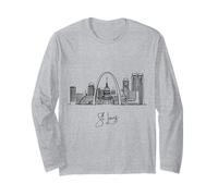 St. Louis Missouri Skyline Travel Souvenirs Black Cityscape Long Sleeve T-Shirt