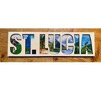 St. Lucia Caribbean Souvenir, Saint Lucia Wooden Magnet with Lettering, Caribbean Fridge Magnet, St. Lucia Gift, Travel Keepsake from Caribbean - West Indian Island 220125
