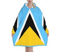 St Lucia Flag Blanket Hoodies For Women And Men Adult Oversize Wearable Blanket Hoodies For Soft And Warm