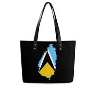 St Lucia Flag Map Fashion Handbags for Women Top Handle Shoulder Handbag with Zippered Pockets Funny Tote Bag
