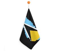 St Lucia Flag Map Hand Towel Soft Washcloth Handkerchief with Hanging Loop for Bathroom Kitchen Home