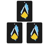 St Lucia Flag Map Novelty Car Air Fresheners Long Lasting Paper Scent Hanging Decor for Home Auto Rear View Mirror Closet 3 Piece