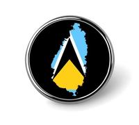 St Lucia Flag Map Novelty Pin Badge Lapel Pin Brooch Badge Tie Jewelry Decor for Hats Jackets Shirts