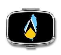 St Lucia Flag Map Travel Pill Organizer 2 Compartments Pill Case Pill Box Containers for Purse Pocket