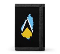 St Lucia Flag Map Trifold Wallet Portable Zip Slim Purse | Pocket Wallets,Card Holder,Men Women Gifts