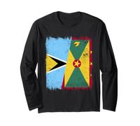 St. Lucia Grenada Half Flag Saint Lucian Grenadian Heritage Long Sleeve T-Shirt
