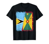 St. Lucia Grenada Half Flag Saint Lucian Grenadian Heritage T-Shirt