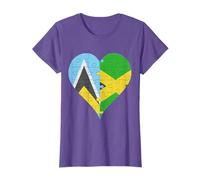St Lucian Jamaican Flag Heart T-Shirt