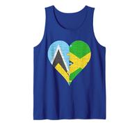 St Lucian Jamaican Flag Heart Tank Top