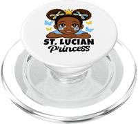 St Lucian Princess Girl Roots Cute Saint Lucia Flag Heritage PopSockets PopGrip for MagSafe