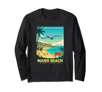 St. Maarten Caribbean Islands Palm Tree Vintage Beach Long Sleeve T-Shirt