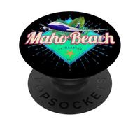 St. Maarten Retro Airplane Caribbean Vintage Vacation PopSockets Adhesive PopGrip