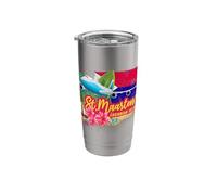 St. Maarten Retro Caribbean Vintage Island Airplane Souvenir Stainless Steel Insulated Tumbler