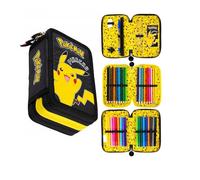 St. Majewski - Pencil Case 3 Compartments - Pencil Case for Girls and Boys - Pencil Case 3 Compartments Pencil Case Filled Pencil Case School Pencil Case and Homework Book, pokemon 2, 3-fähig, Classic