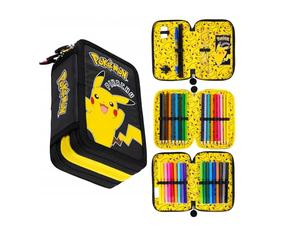 St. Majewski - Pencil Case 3 Compartments - Pencil Case for Girls and Boys - Pencil Case 3 Compartments Pencil Case Filled Pencil Case School Pencil Case and Homework Book, pokemon 2, 3-fähig, Classic