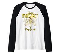 St Margaret Mary Scotland Lily Purity Catholic Saint Raglan Baseball Tee