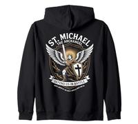St. Michael Archangel Defend Us Religious Prayer Warrior Zip Hoodie