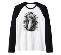 St. Michael Archangel Protector Justice Angel Raglan Baseball Tee