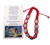 St Michael Bracelet Red Paracord and Metal Charms with Prayer Card Archangel Saint Gift Set