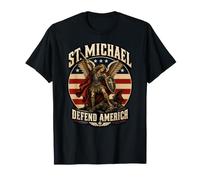 St Michael Defend America Vintage Christian Warrior Patriot T-Shirt