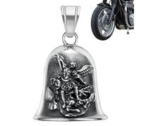 St Michael Motorcycle Bell - Titanium Steel Angel Pendant 5.4x3.2cm, Small Exorcism, Safe Driving Biker Charm Accessory | Protective Ride Bell For Men Women Cruiser Scooter Bike