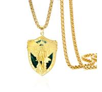 St Michael Necklace for Men Stainless Steel Archangel Shield Pendant | Archangel Medallion Necklace Patron Protection Amulet Medal Jewelry Gifts for Men Women