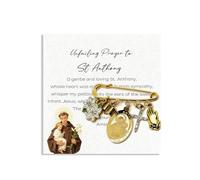 St Michael Saint Thomas Aquinas Catholic Gifts for Women Gold Saint Medal Brooch First Communion Gift Catholic Religious Pin with Prayer Cards Patron Saints Gifts for Women & Men St.Anthony
