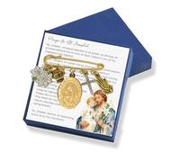 St Michael Saint Thomas Aquinas Catholic Gifts for Women Gold Saint Medal Brooch First Communion Gift Catholic Religious Pin with Prayer Cards Patron Saints Gifts for Women & Men St.Anthony, Medium