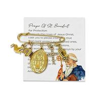 St Michael Saint Thomas Aquinas Catholic Gifts for Women Gold Saint Medal Brooch First Communion Gift Catholic Religious Pin with Prayer Cards Patron Saints Gifts for Women & Men St.Anthony