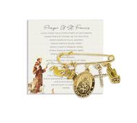 St Michael Saint Thomas Aquinas Catholic Gifts for Women Gold Saint Medal Brooch First Communion Gift Catholic Religious Pin with Prayer Cards Patron Saints Gifts for Women & Men St.Anthony