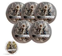 St. Michael The Archangel Commemorative Coin - Double-Sided Victory Over Evil Christian Faith Challenge Coin, Collectible Token (5pcs)