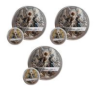 St. Michael The Archangel - Victory Over Evil Commemorative Coin,Religious Archangel Michael Challenge Coin,Double-Sided Archangel Michael Collectible Token (3PCS)