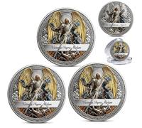 St. Michael the Archangel-Victory Over Evil Commemorative Coin, Religious Archangel Michael Challenge Coin, Saint Michael Coins Collectible Token, Inspirational Catholic Gifts for Collectors (3PCS)