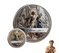 St. Michael The Archangel - Victory Over Evil Commemorative Coin,Religious Archangel Michael Challenge Coin,Double-Sided Archangel Michael Collectible Token (1PCS)