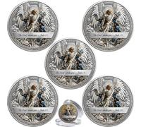 St. Michael the Archangel - Victory Over Evil Commemorative Coin, Saint Michael Archangel Protection Challenge Coin, Double-Sided Christian Collectible Coin, Religious Gift for Men Women (5PCS)