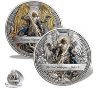 St. Michael the Archangel - Victory Over Evil Commemorative Coin, Saint Michael Archangel Protection Challenge Coin, Double-Sided Christian Collectible Coin, Religious Gift for Men Women (1PC)
