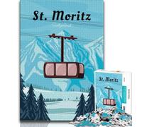 St Moritz Switzerland Jigsaws 1000 Pieces for Adults,for Educational Game Challenge Toy for Is Ideal As A Gift for The Whole Family 38x26cm