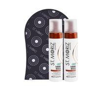 ST. MORIZ Advanced Colour Correcting Medium Tanning Mousse Bundle Worth £22.97 | Contains 2 x Mousse & 1 x Velvet Tanning Mitt | Fast Drying Vegan Fake Tan With Hyaluronic Acid | Pack of 3