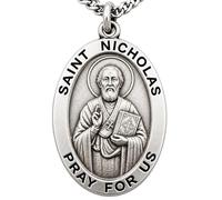 St Nicholas Solid Pewter Patron Saint Medal One Inch Stainless Chain