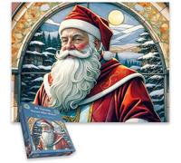 St Nicholas Stained Glass Window 1000 Piece Jigsaw Puzzle - Festive Christmas Puzzle for Adults & Families, Winter, Challenging & Beautiful Design
