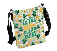 St Paddy's Day Gift Ireland Gift Everybody In The Pub Gettin' Tipsy Crossbody Bag for Irish Friend Beer Drinker (EverybodyBag)