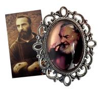 St Padre Pio Lapel Pin Set with Saint Prayer Card Catholic Spiritual Protection Devotional
