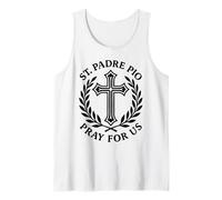 St Padre Pio Pray for Us Catholic Saint Cross Devotion Tank Top