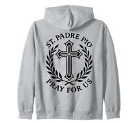 St Padre Pio Pray For Us Catholic Saint Cross Devotion Zip Hoodie