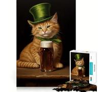 St Patrick Cat Hard Jigsaw Puzzle for Adults 1000 Pieces Boost Recall Calm Escape Tight Edge 38x26cm